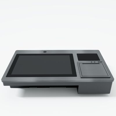 10.1" touch kiosk NFC RFID card reader IP65 pure flat surface aluminum front bezel bulit-in camera and thermal printer face recognition